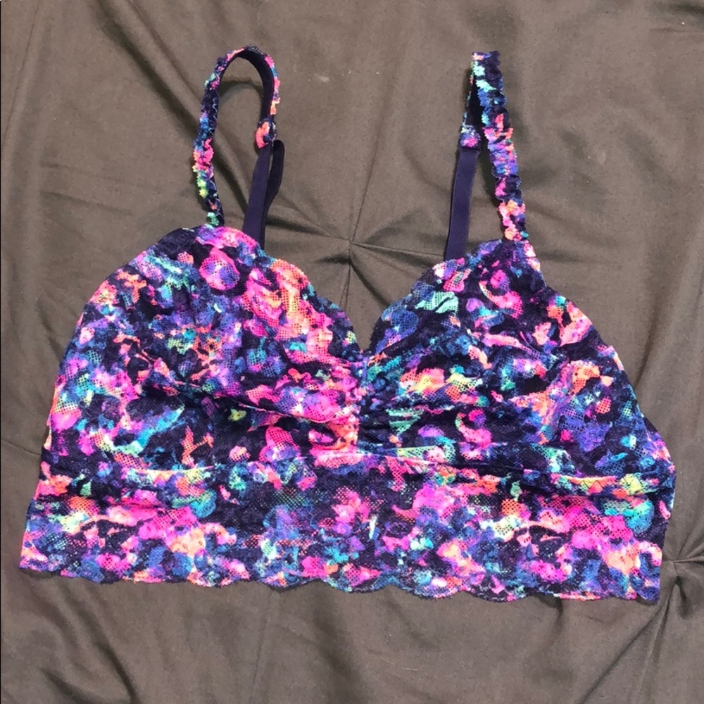 PINK Blue floral lace bralette